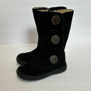 Livie & Luca girls Black Suede Boots with Button Accents size 6